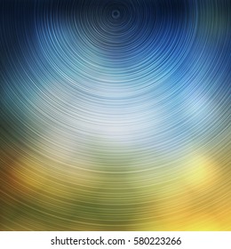 Resumen del patrón de círculos concéntricos coloridos sobre fondo borroso, diseño vectorial
