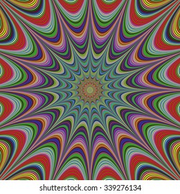 Abstract colorful concentric curved star fractal design