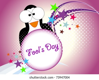 abstract colorful concept background with cute penguin