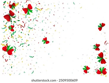 Abstract colorful confetti background. Isolated on the white backdrop. Vector Christmas holiday illustration.