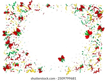 Abstract colorful confetti background. Isolated on the white backdrop. Vector Christmas holiday illustration.