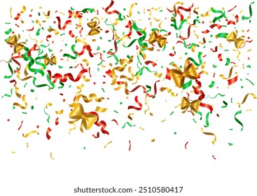 Abstract colorful confetti background. Isolated on the white backdrop. Vector Christmas holiday illustration.