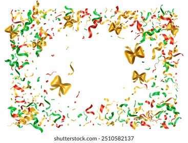 Abstract colorful confetti background. Isolated on the white backdrop. Vector Christmas holiday illustration.