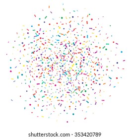 Abstract colorful confetti background. Isolated on the white. Vector holiday illustration.