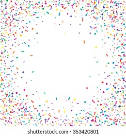 Abstract colorful confetti background. Isolated on the white. Vector holiday illustration.