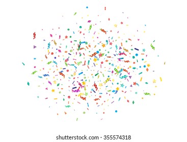 Abstract colorful confetti background. Isolated on the white. Vector holiday illustration.