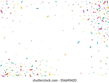 Abstract colorful confetti background. Isolated on the white. Vector holiday illustration.