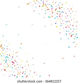 Abstract colorful confetti background. Isolated on the white. Vector holiday illustration.