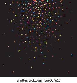 Abstract colorful confetti background. Isolated on the black. Vector holiday illustration.