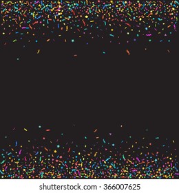 Abstract colorful confetti background. Isolated on the black. Vector holiday illustration.