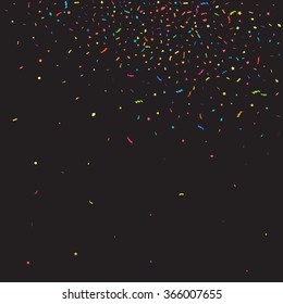 Abstract colorful confetti background. Isolated on the black. Vector holiday illustration.