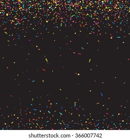 Abstract colorful confetti background. Isolated on the black. Vector holiday illustration.