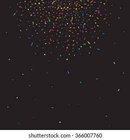 Abstract colorful confetti background. Isolated on the black. Vector holiday illustration.