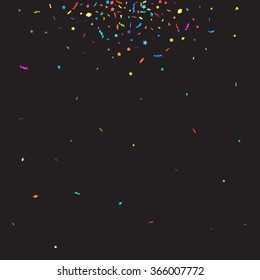 Abstract colorful confetti background. Isolated on the black. Vector holiday illustration.