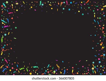 Abstract colorful confetti background. Isolated on the black. Vector holiday illustration.