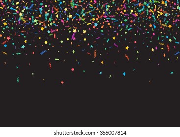 Abstract colorful confetti background. Isolated on the black. Vector holiday illustration.