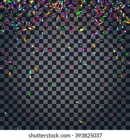 Abstract colorful confetti background. Isolated on the transparent background. Vector holiday illustration.