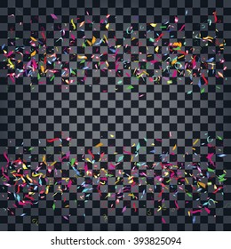 Abstract colorful confetti background. Isolated on the transparent background. Vector holiday illustration.