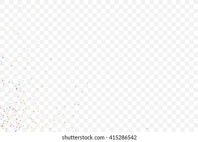 Abstract colorful confetti background. Isolated on transparent background. Holiday illustration.