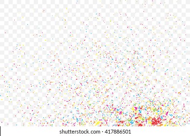 Abstract colorful confetti background. Isolated on transparent background. Holiday illustration.