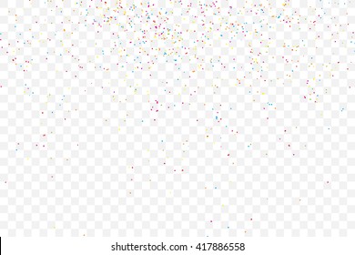 Abstract colorful confetti background. Isolated on transparent background. Holiday illustration.