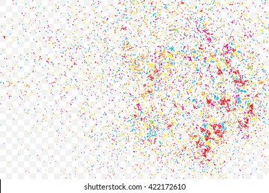 Abstract colorful confetti background. Isolated on transparent background. Holiday illustration.