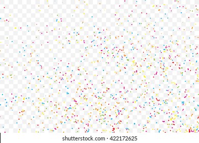 Abstract colorful confetti background. Isolated on transparent background. Holiday illustration.