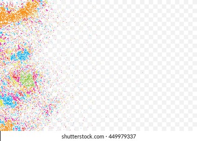 Abstract colorful confetti background. Isolated on transparent background. Holiday illustration.