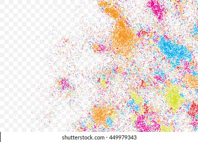 Abstract colorful confetti background. Isolated on transparent background. Holiday illustration.