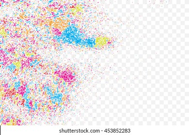Abstract colorful confetti background. Isolated on transparent background. Holiday illustration.