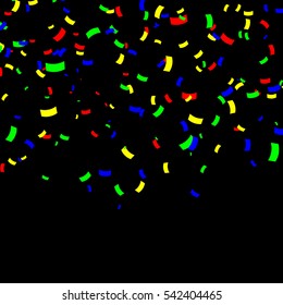 Abstract colorful confetti background. Isolated on the black. Vector holiday illustration