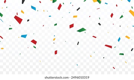 Abstract colorful confetti banner, isolated on transparent background