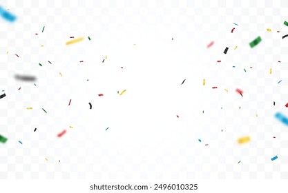 Abstract colorful confetti banner, isolated on transparent background