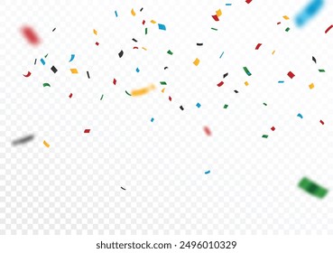 Abstract colorful confetti banner, isolated on transparent background