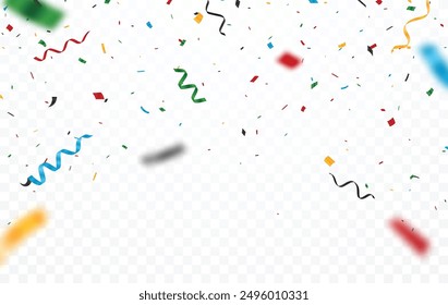 Abstract colorful confetti banner, isolated on transparent background