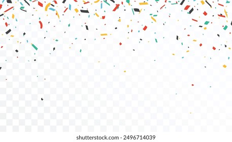 Abstract colorful confetti banner, isolated on transparent background