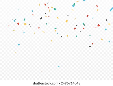 Abstract colorful confetti banner, isolated on transparent background