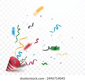 Abstract colorful confetti banner, isolated on transparent background