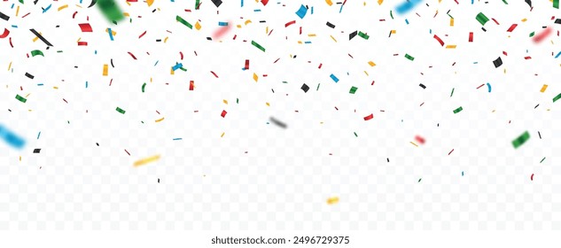 Abstract colorful confetti banner, isolated on transparent background