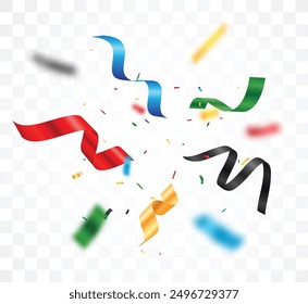 Abstract colorful confetti banner, isolated on transparent background