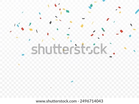 Abstract colorful confetti banner, isolated on transparent background