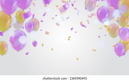 Abstract Colorful confetti Celebration carnival ribbons. Gold foil confetti and balloons. luxury greeting rich card. Happy birthday vector

