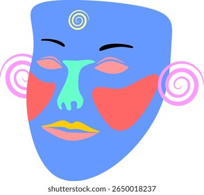 Abstract Colorful Contemporary Face Mask with Surrealist Design Elements