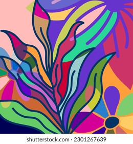 abstract colorful contemporary floral art background. flower and summer theme design