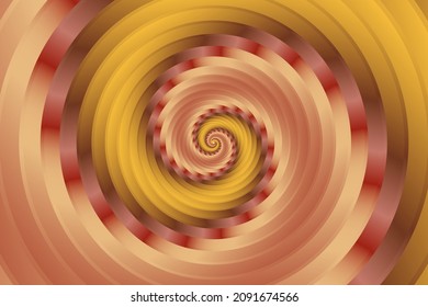Resumen de la superficie de cobre colorida Espiral o estilo giratorio 3d Fibonacci fondo espiral. Ilustración vectorial.