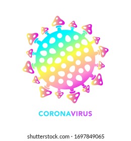 Abstract colorful coronavirus bacteria cell icon, COVID -19 from fly agaric mushrooms on a white background. Worldwide pandemic concept 