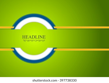 Resumen del colorido fondo tecnológico corporativo. Colores de contraste verdes, naranjas y azules. Diseño de folletos gráficos de vectores