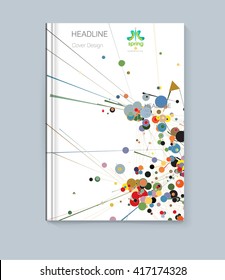 Abstract colorful cover of the graphic objects. Cover for the presentation of the book, pamphlet, report. Page template for advertising, business documents. Cover in a linear style.