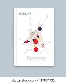 Abstract colorful cover of the graphic objects. Cover for the presentation of the book, pamphlet, report. Page template for advertising, business documents. Cover in a linear style.