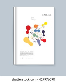 Abstract colorful cover of the graphic objects. Cover for the presentation of the book, pamphlet, report. Page template for advertising, business documents. Cover in a linear style.